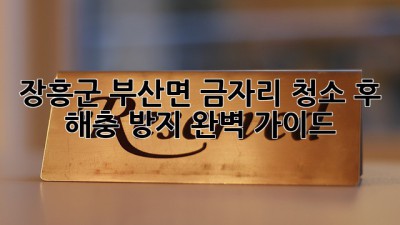 장흥군 부산면 금자리 청소 후 해충 방지 완벽 가이드